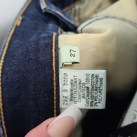 RAG & BONE High Rise Skinny Blue Jeans with Distressed Detailing Size 27 - Picture 4 of 16